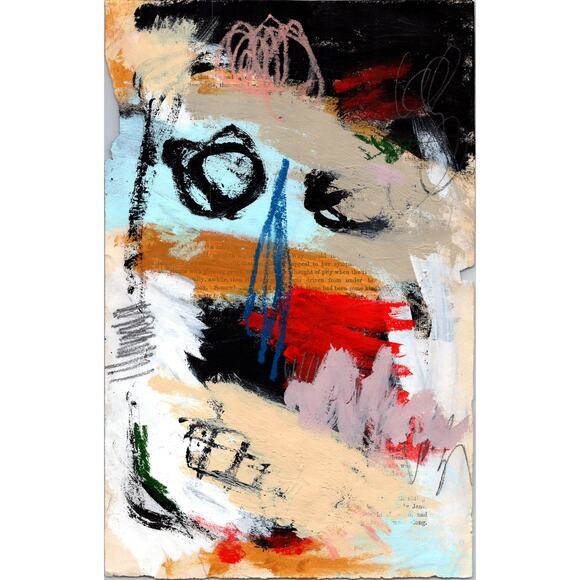 Original Abstract Modern Art Painting on Paper from 1878 Magazine #7 Signed